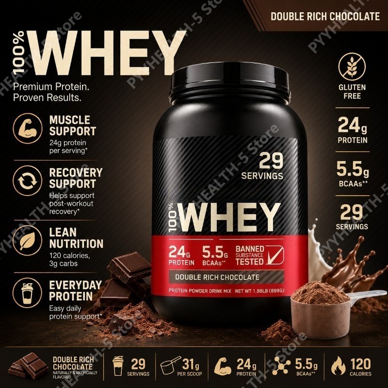 Fitness Nutrition Whey - เวย์โปรตีนผง รสช็อกโกแลตเข้มข้น 24 กรัม โปรตีนสำหรับฟื้นฟูกล้ามเนื้อ สนับสนุนโภชนาการสำหรับการออกกำลังกาย